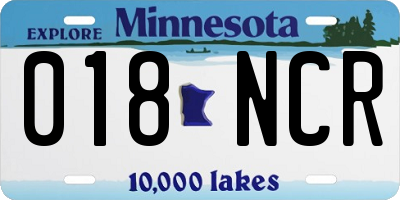 MN license plate 018NCR