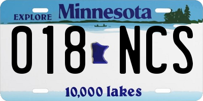 MN license plate 018NCS