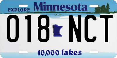 MN license plate 018NCT