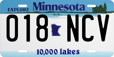MN license plate 018NCV