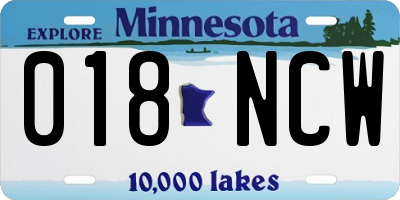 MN license plate 018NCW