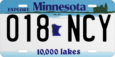 MN license plate 018NCY