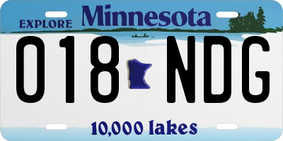 MN license plate 018NDG
