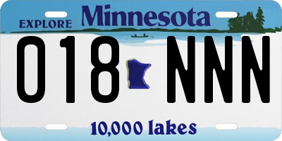MN license plate 018NNN