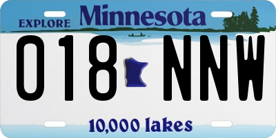 MN license plate 018NNW