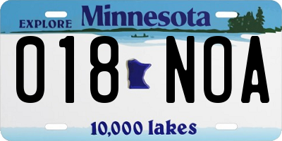 MN license plate 018NOA