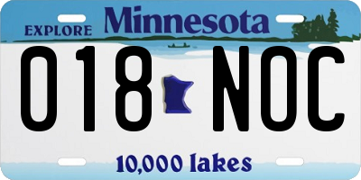 MN license plate 018NOC