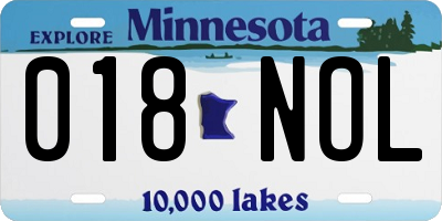 MN license plate 018NOL