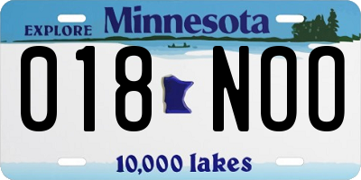 MN license plate 018NOO