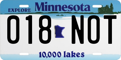 MN license plate 018NOT