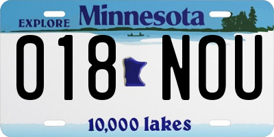 MN license plate 018NOU