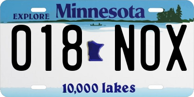 MN license plate 018NOX