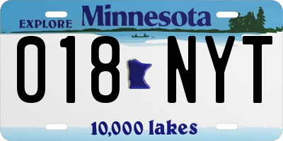 MN license plate 018NYT