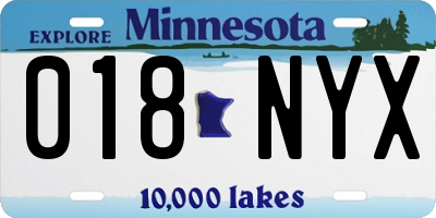 MN license plate 018NYX