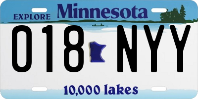 MN license plate 018NYY