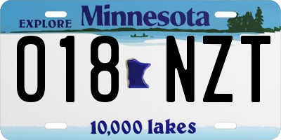 MN license plate 018NZT