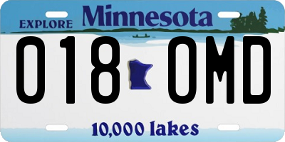 MN license plate 018OMD
