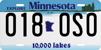MN license plate 018OSO