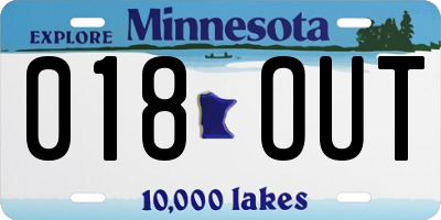 MN license plate 018OUT