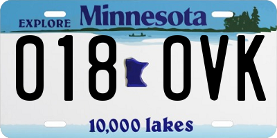 MN license plate 018OVK