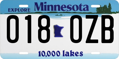 MN license plate 018OZB