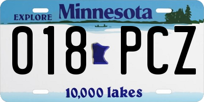 MN license plate 018PCZ