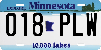 MN license plate 018PLW