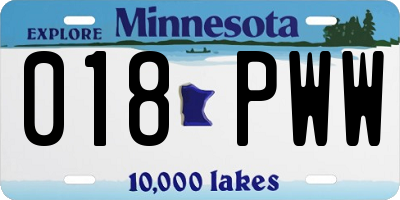 MN license plate 018PWW