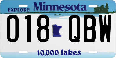 MN license plate 018QBW