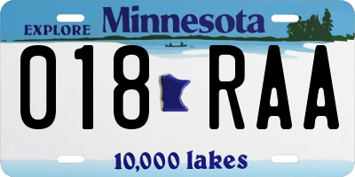 MN license plate 018RAA