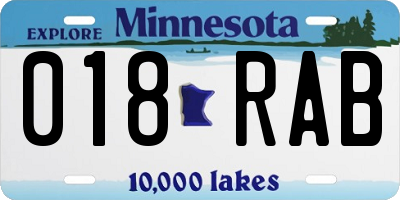 MN license plate 018RAB