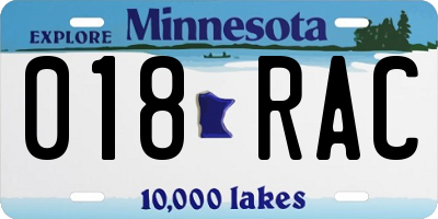 MN license plate 018RAC