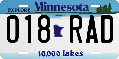 MN license plate 018RAD