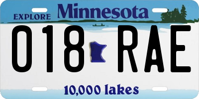 MN license plate 018RAE