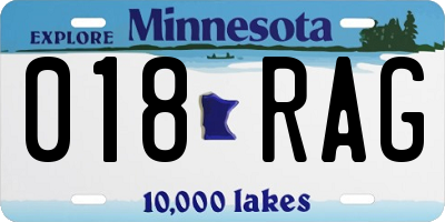 MN license plate 018RAG
