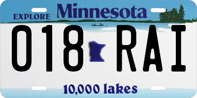 MN license plate 018RAI