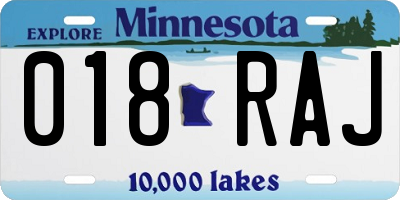 MN license plate 018RAJ