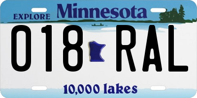 MN license plate 018RAL