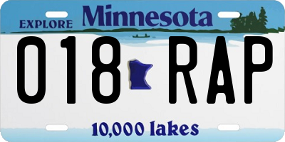 MN license plate 018RAP
