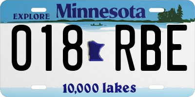 MN license plate 018RBE