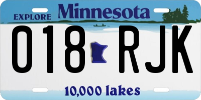 MN license plate 018RJK