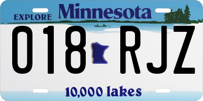 MN license plate 018RJZ