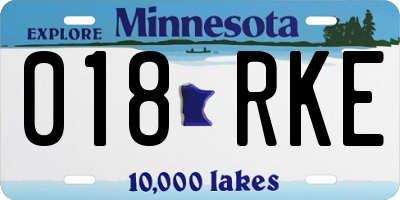 MN license plate 018RKE