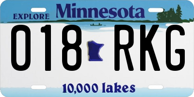 MN license plate 018RKG
