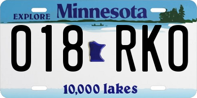 MN license plate 018RKO