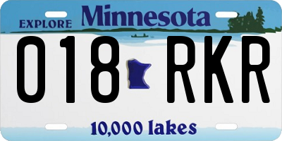 MN license plate 018RKR