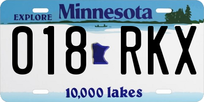 MN license plate 018RKX