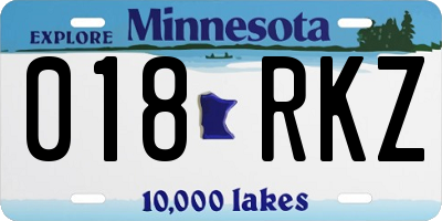 MN license plate 018RKZ