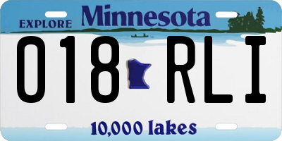 MN license plate 018RLI