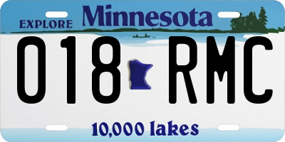 MN license plate 018RMC